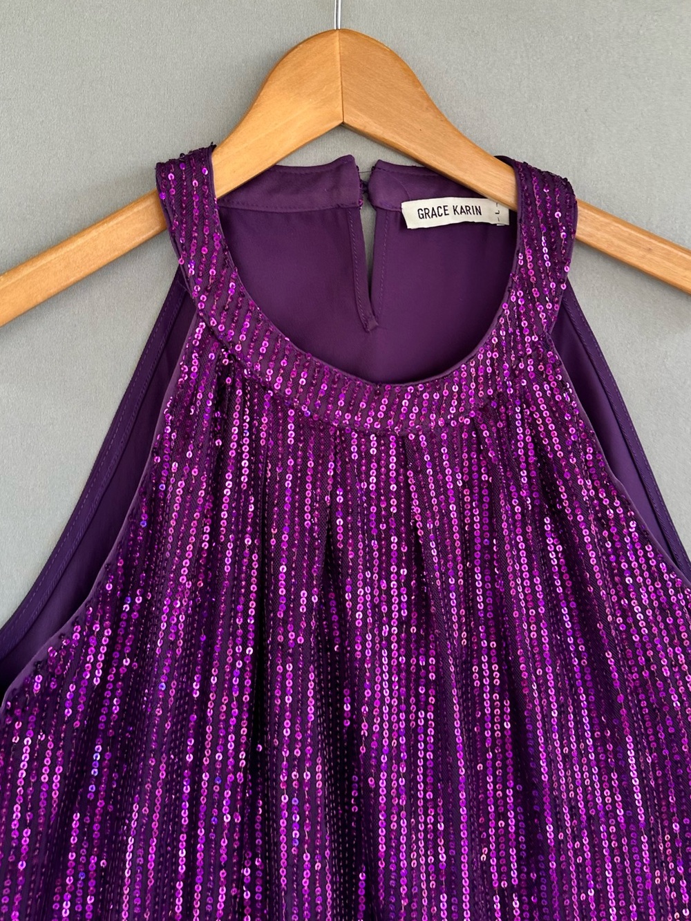 🎉5 for $45🎉 Grace Karin sequin top blouse shirt size L - Picture 3 of 8